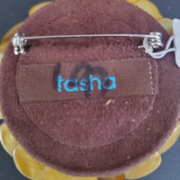 Tasha For Nordstrom Mother of Pearl Disc Blooming Flower Pin Brooch New with Tag - Picture 4 of 8